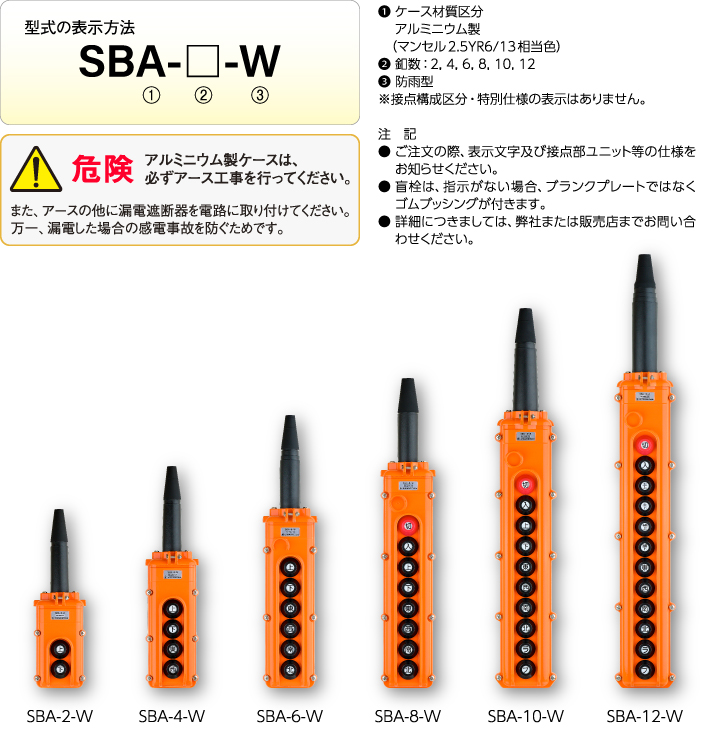 クレーン・ホイストの操作に押釦スイッチ／SBA型／新晃電機